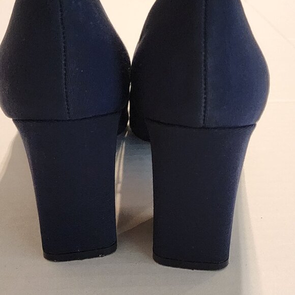 Mark Fisher LTD Pointed Pumps Block Heel Shoes 8.5 Women Blue fabric - Picture 6 of 10